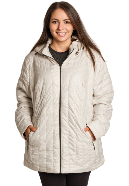 Jachetă de damă din burete cu glugă și buzunare