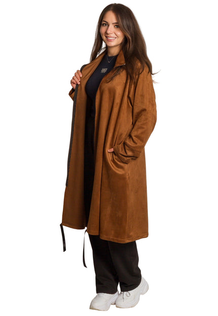 Cardigan elegant supradimensionat în culoarea mocha