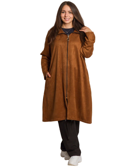Cardigan elegant supradimensionat în culoarea mocha