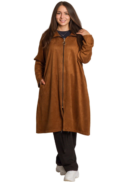 Cardigan elegant supradimensionat în culoarea mocha
