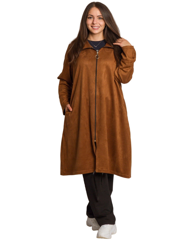 Cardigan elegant supradimensionat în culoarea mocha
