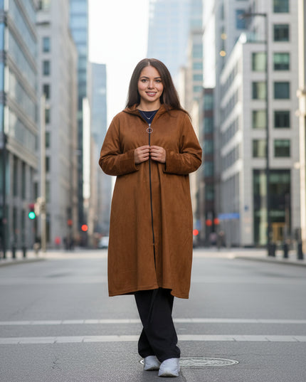 Cardigan elegant supradimensionat în culoarea mocha