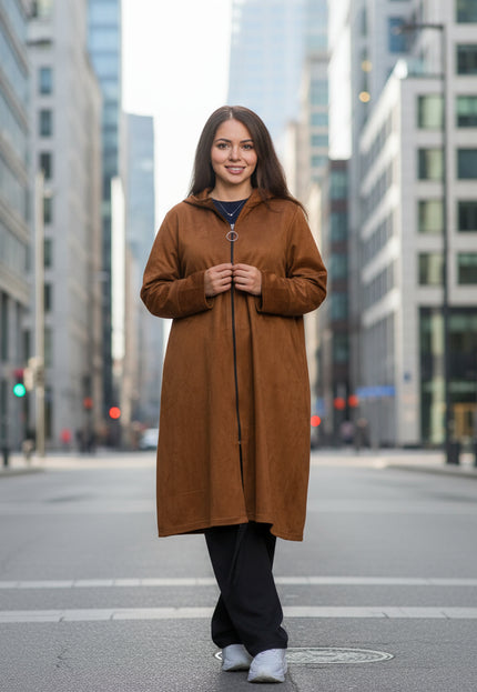 Cardigan elegant supradimensionat în culoarea mocha