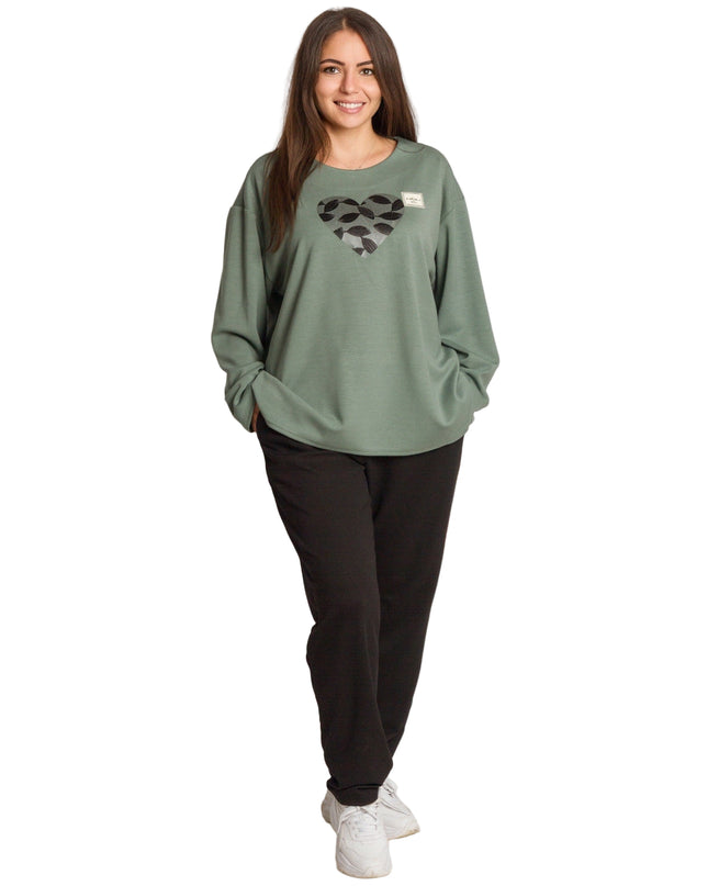 Set maxi pentru femei, verde, cu bluză și pantaloni colorați