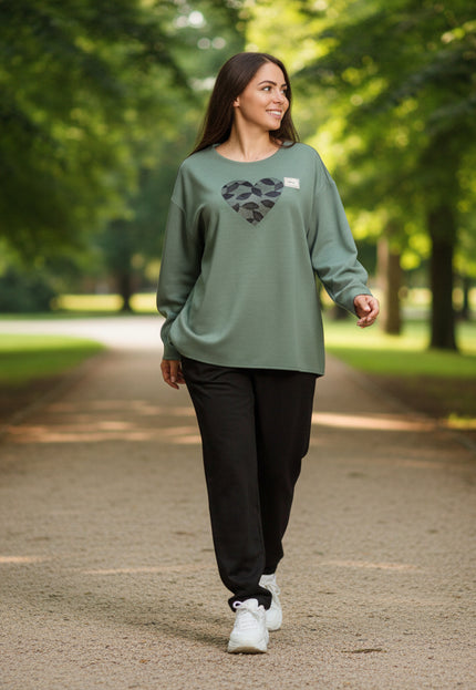 Set maxi pentru femei, verde, cu bluză și pantaloni colorați