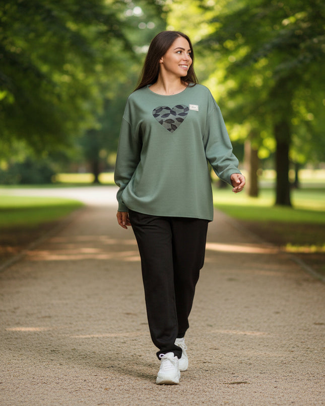 Set maxi pentru femei, verde, cu bluză și pantaloni colorați