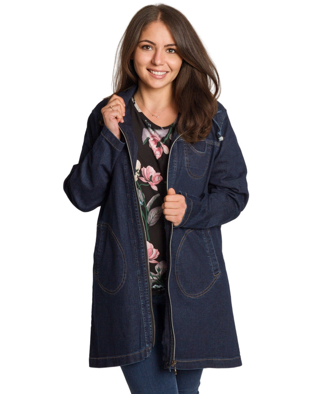 Jachetă de damă din burete cu glugă și buzunare