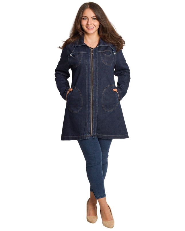 Jachetă de damă din burete cu glugă și buzunare