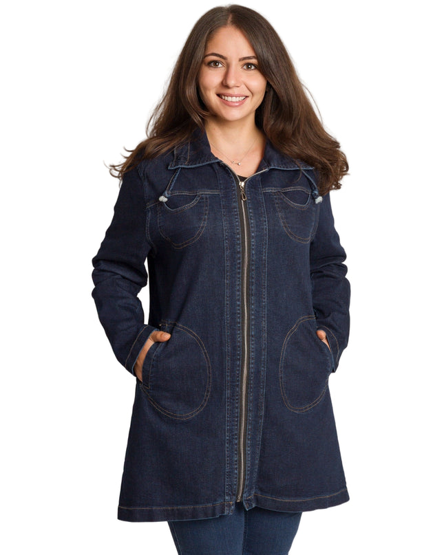 Jachetă de damă din burete cu glugă și buzunare