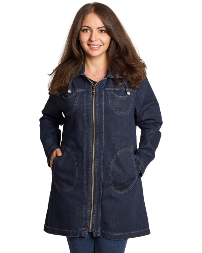 Jachetă de damă din burete cu glugă și buzunare