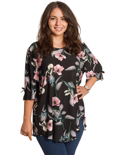 Tunică lejeră în mărimi mari cu accente din piele