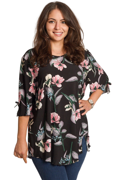 Tunică lejeră în mărimi mari cu accente din piele