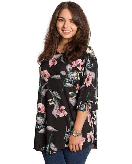 Tunică lejeră în mărimi mari cu accente din piele