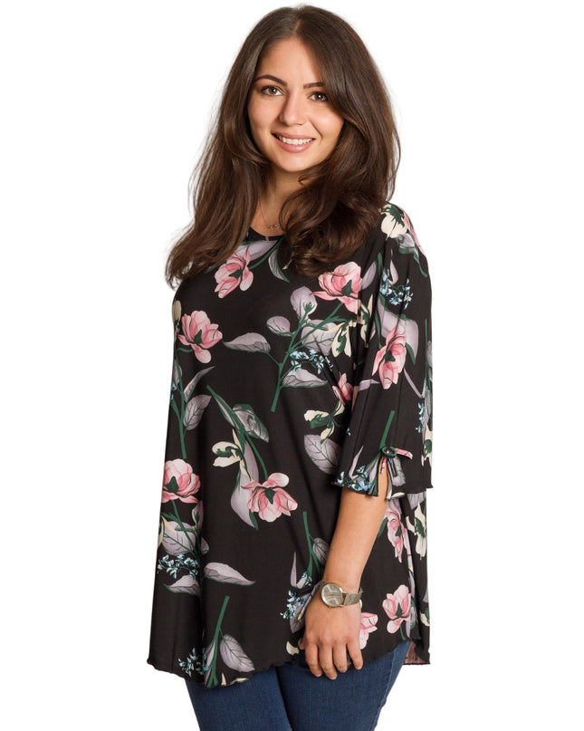 Tunică lejeră în mărimi mari cu accente din piele