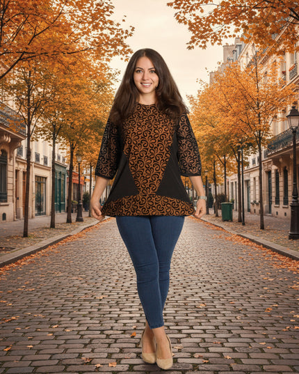 Tunică maxi elegantă cu tul frumos și mâneci 3/4