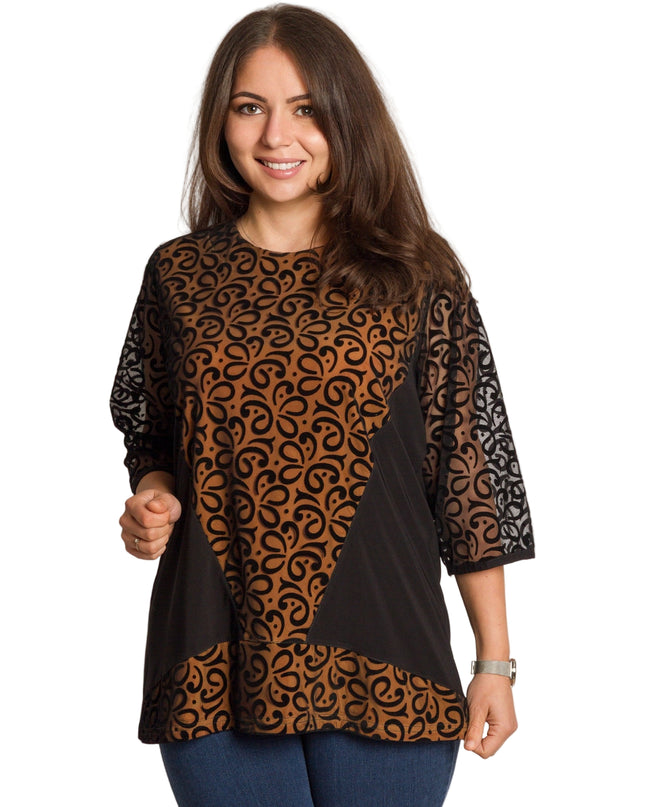 Tunică maxi elegantă cu tul frumos și mâneci 3/4