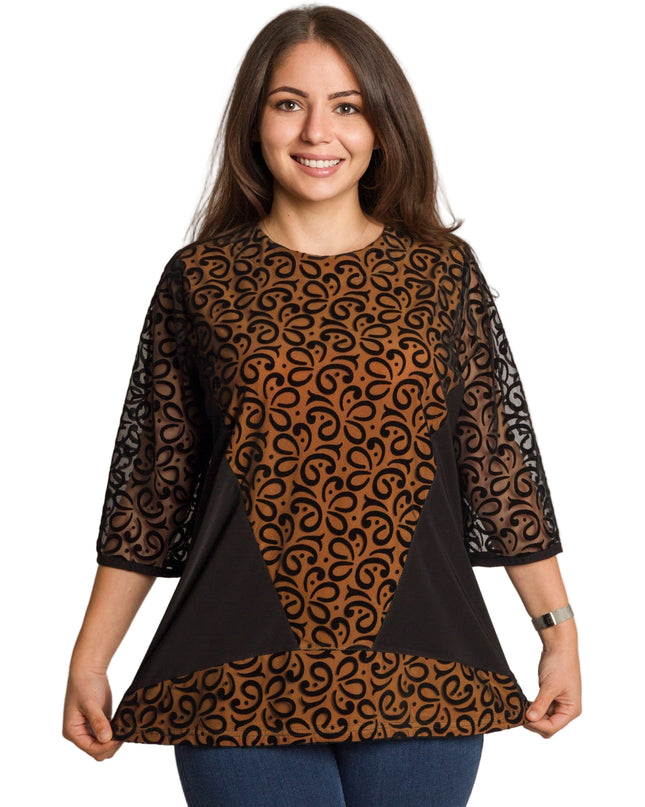 Tunică maxi elegantă cu tul frumos și mâneci 3/4