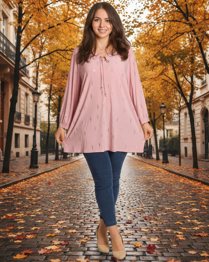 Tunică formală evazată cu tul în mărimi maxi