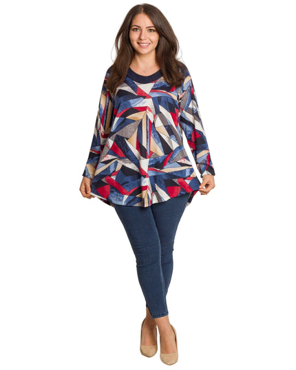 Tunică lejeră în mărimi mari cu accente din piele