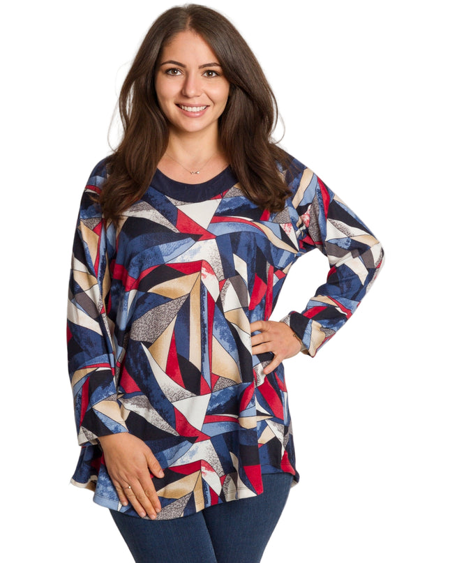 Tunică lejeră în mărimi mari cu accente din piele