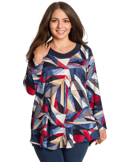 Tunică lejeră în mărimi mari cu accente din piele