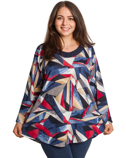 Tunică lejeră în mărimi mari cu accente din piele