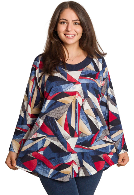 Tunică lejeră în mărimi mari cu accente din piele