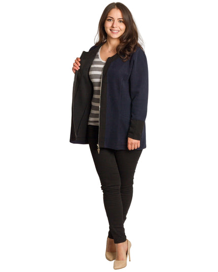 Jachetă de damă cenușie trandafiri cu fermoar și buzunare