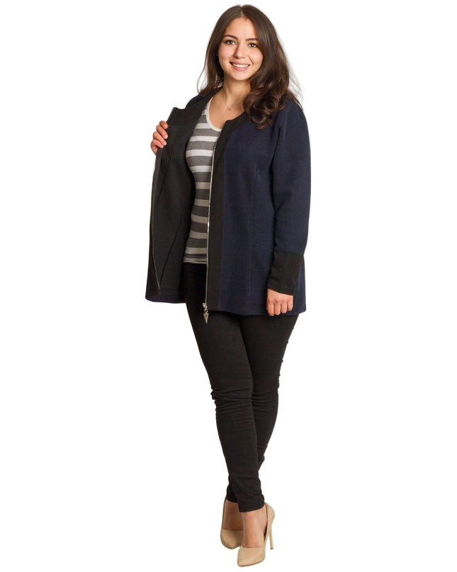 Jachetă de damă cenușie trandafiri cu fermoar și buzunare