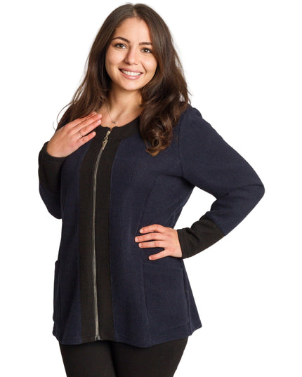 Jachetă de damă cenușie trandafiri cu fermoar și buzunare