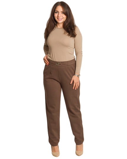 Pantaloni negri cu buzunare și legături, mărimi mari