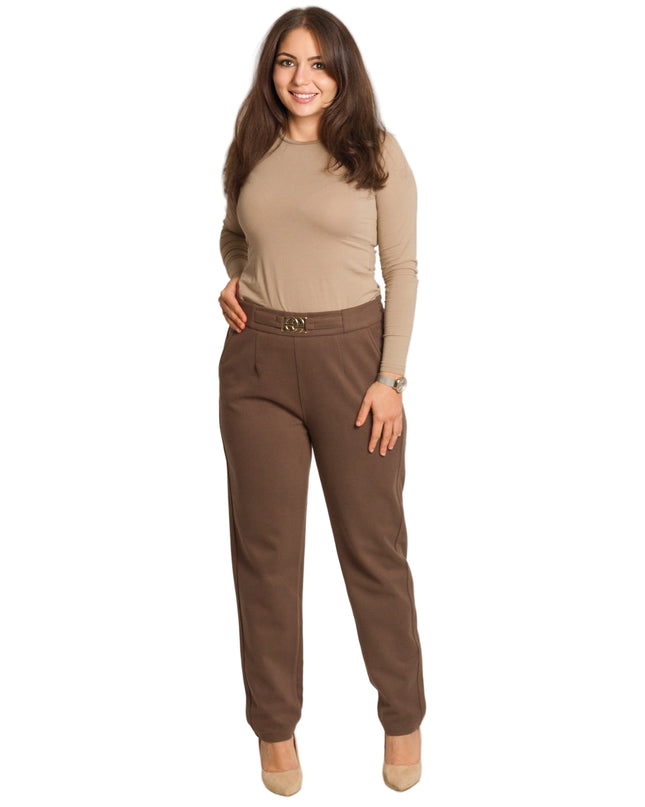 Pantaloni negri cu buzunare și legături, mărimi mari