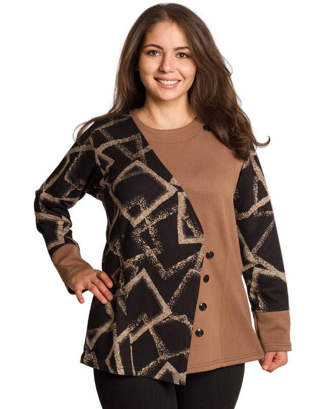 Tunică maxi pentru femei cu nasturi decorativi