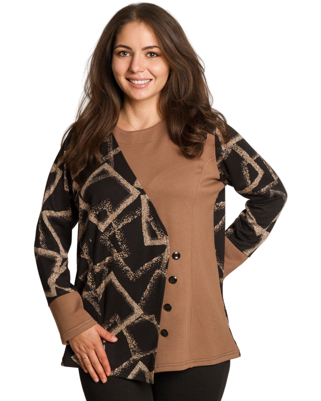 Tunică maxi pentru femei cu nasturi decorativi