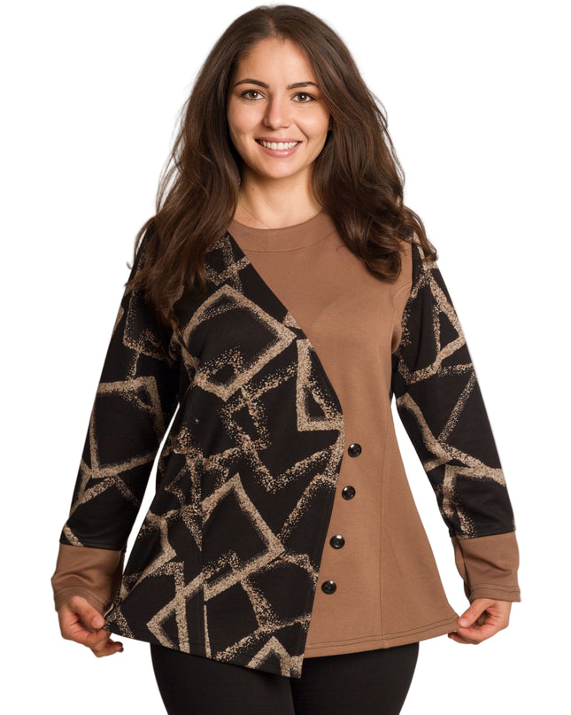 Tunică maxi pentru femei cu nasturi decorativi