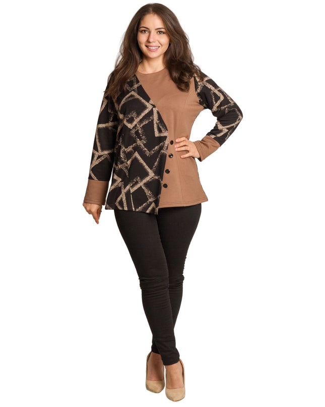 Tunică maxi pentru femei cu nasturi decorativi