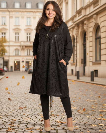 Cardigan elegant supradimensionat în culoarea mocha