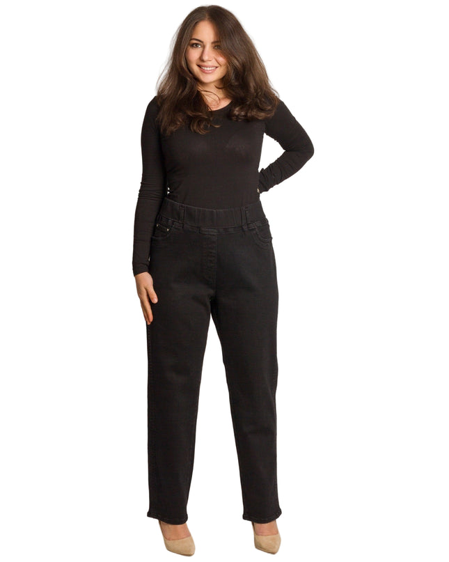 Blugi de damă cu elastic și șireturi, mărimi mari