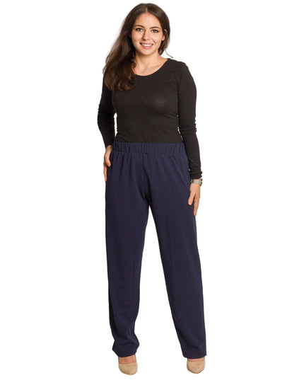 Pantaloni maxi de damă bleumarin cu talie elastică