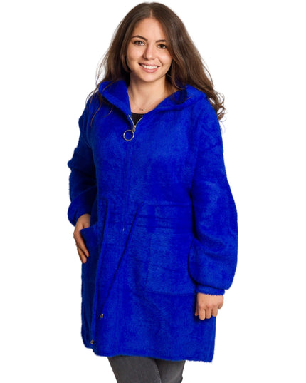 Jachetă de damă din burete cu glugă și buzunare