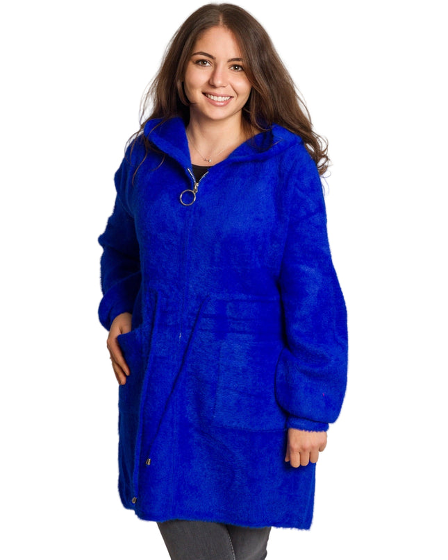 Jachetă de damă din burete cu glugă și buzunare