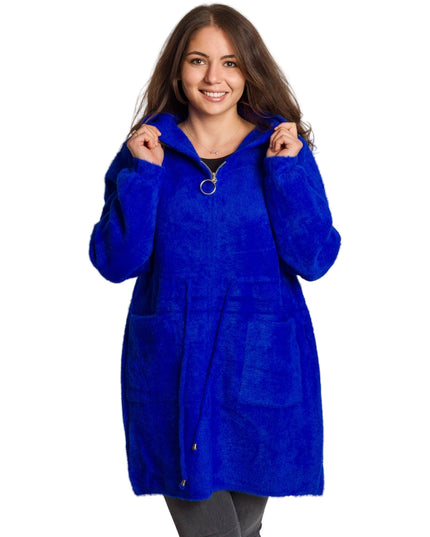 Jachetă de damă din burete cu glugă și buzunare