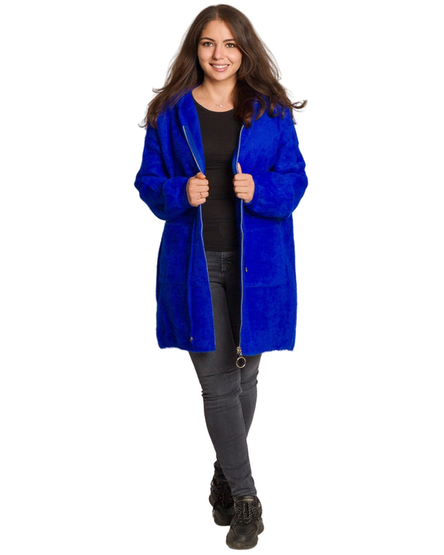 Jachetă de damă din burete cu glugă și buzunare