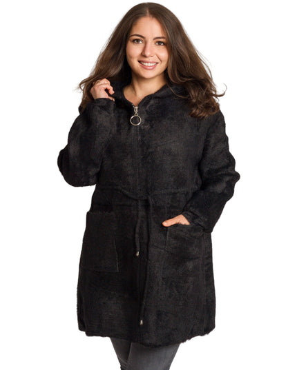 Jachetă de damă din burete cu glugă și buzunare