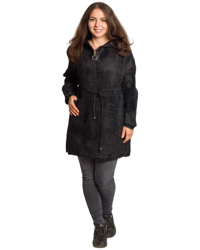 Jachetă de damă din burete cu glugă și buzunare