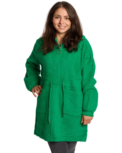 Jachetă de damă din burete cu glugă și buzunare