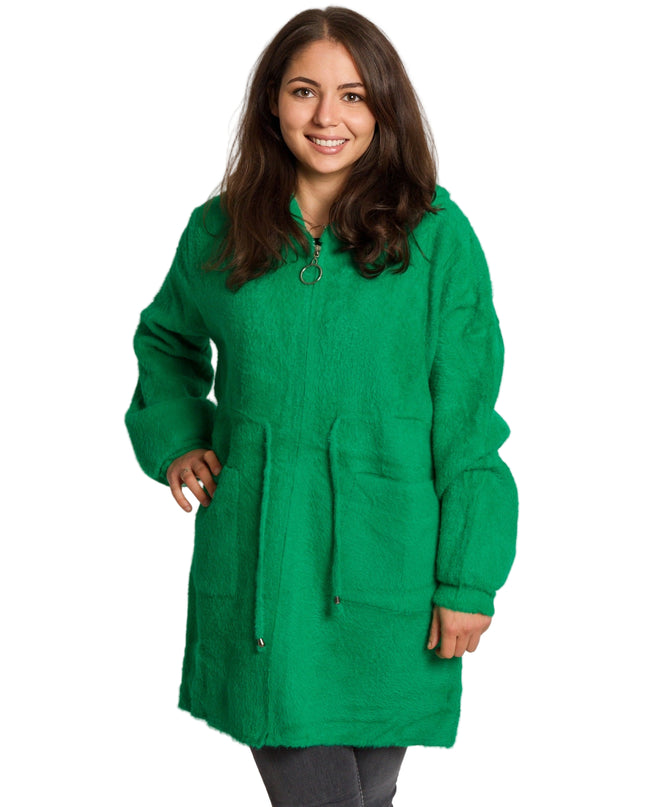 Jachetă de damă din burete cu glugă și buzunare