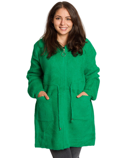 Jachetă de damă din burete cu glugă și buzunare