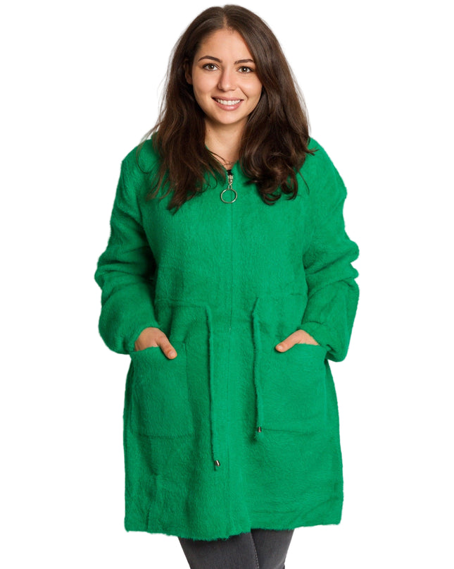 Jachetă de damă din burete cu glugă și buzunare