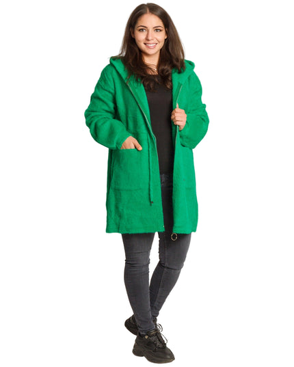 Jachetă de damă din burete cu glugă și buzunare